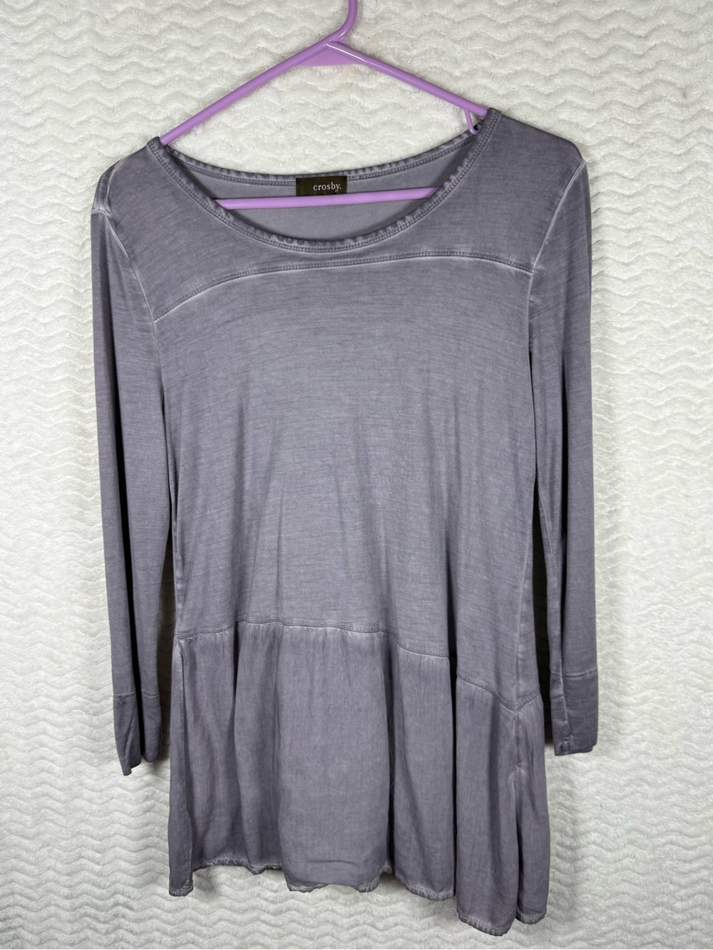 crosby. Dusty Lavender Long-Sleeve Peplum Tunic